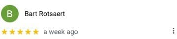 Google reviews Bart Rotsaert